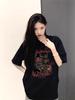 Women's Black Plus Size Short Sleeve T-shirt - Loose Summer Style, Half Sleeve, Trendy American High Street Fashion.
