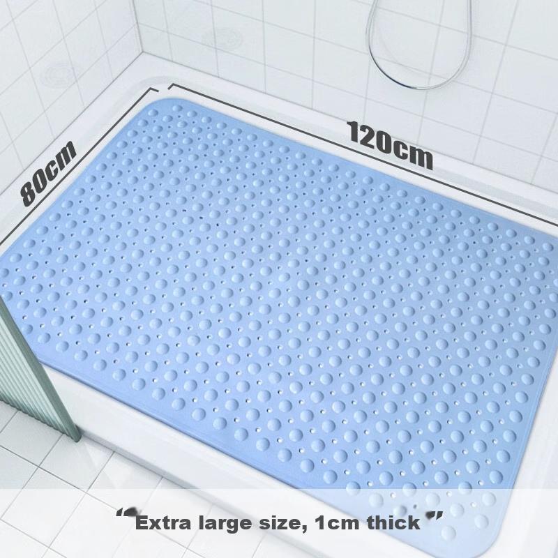 FARLEEHOMES Bathroom Non-Slip Mat, 80*120cm, Shower Floor Mat, Bathroom Foot Mat, Thickened with Suction Cups, Light Blue