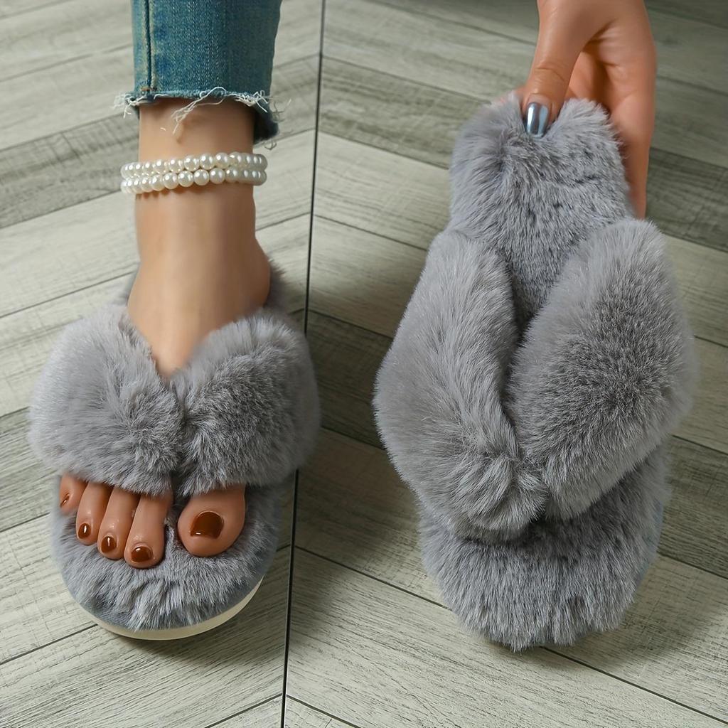Damen Gemütliche Kunstfell Hausschuhe - Weiche EVA Sohle, Bequeme Indoor/Outdoor Pantoletten mit Plüschfutter, Perfekt für Herbst & Winter
