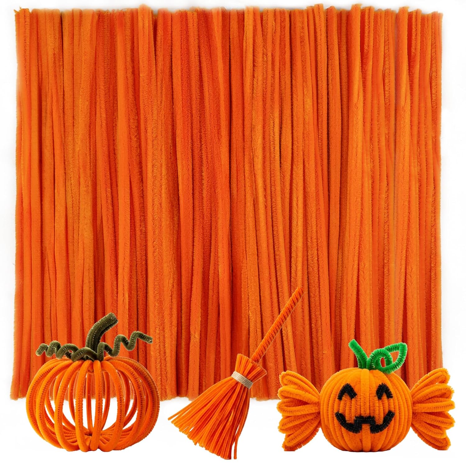 

100/200/300 штук Палочки-синель (ершики для чистки трубок), набор палочек-синели пастельных конфетных цветов для DIY поделок 100pcs оранжевый