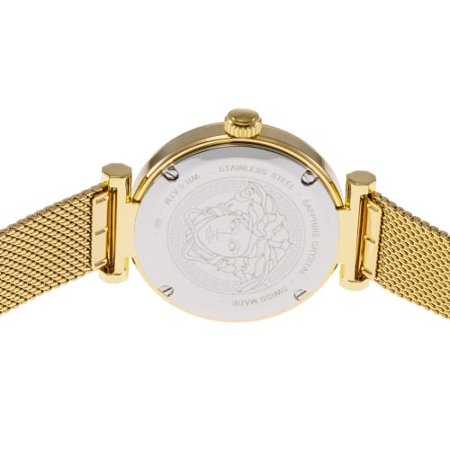 Versace New Lady Watch, 35mm, Silver Dial, Stainless Steel, Sapphire Crystal, Quartz Movement, Swiss Made, Women's, VE1CA0623, Gold