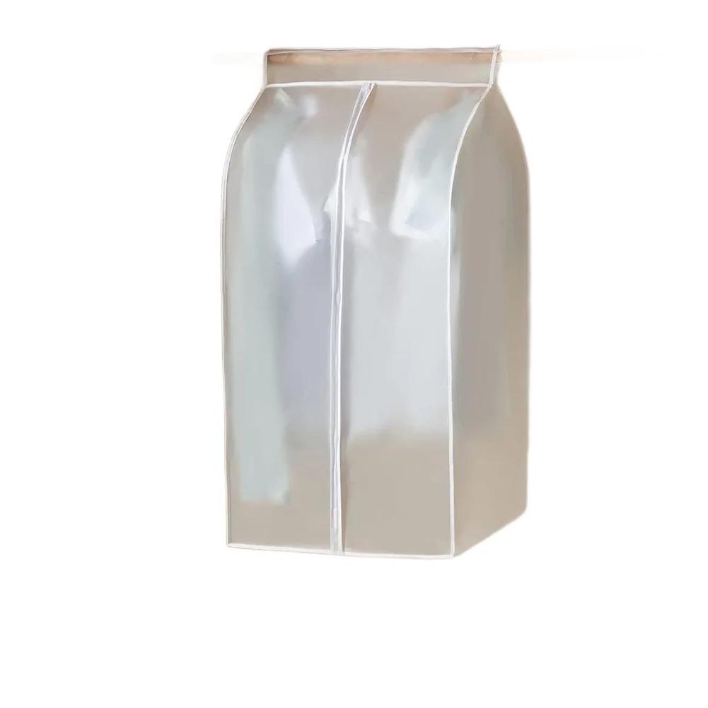 Home Wardrobe White PEVA Garment Bag Wardrobe Dust Protection Dust Cover Hanging Clothes Bag Large Zipper Opening