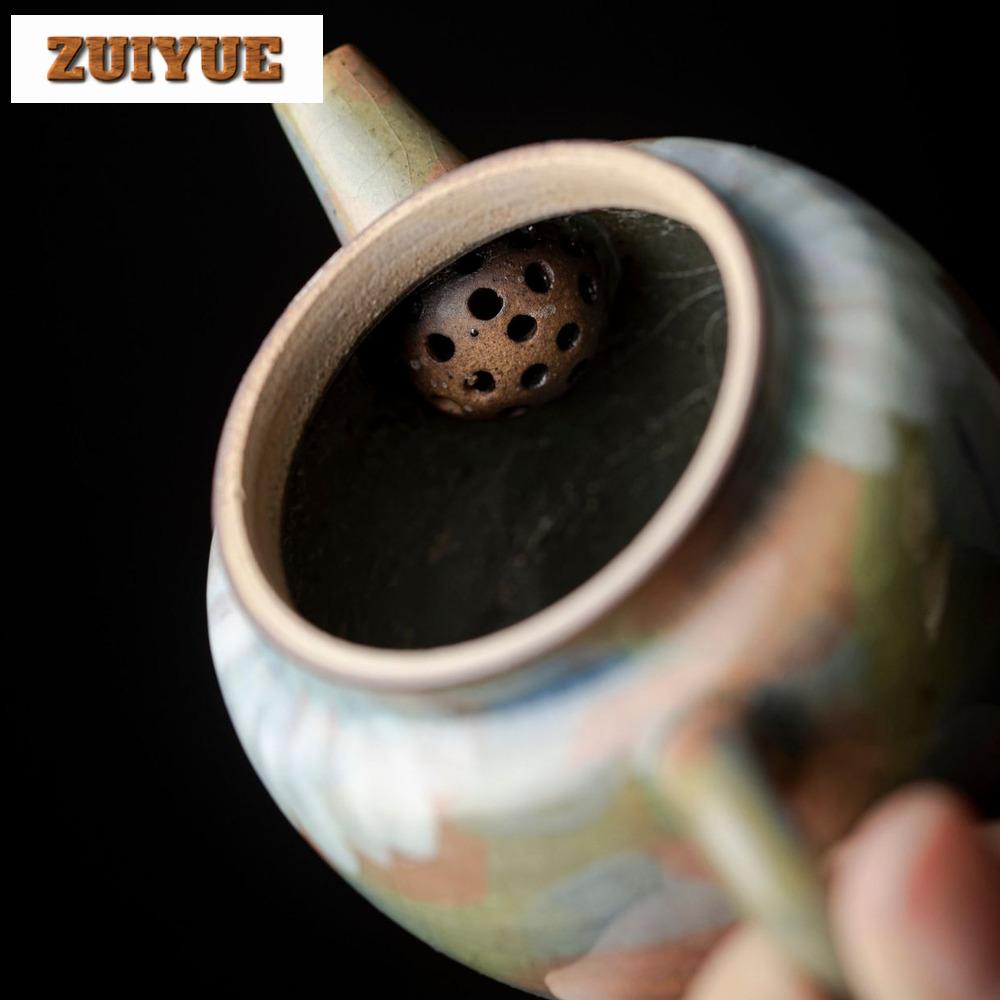 Cracked Glaze Hand-painted Persimmon Tea Pot Japanese Style Handmade Teapot Handmade Pot Tea Soaking Kettle Cafes Gifts 110ml