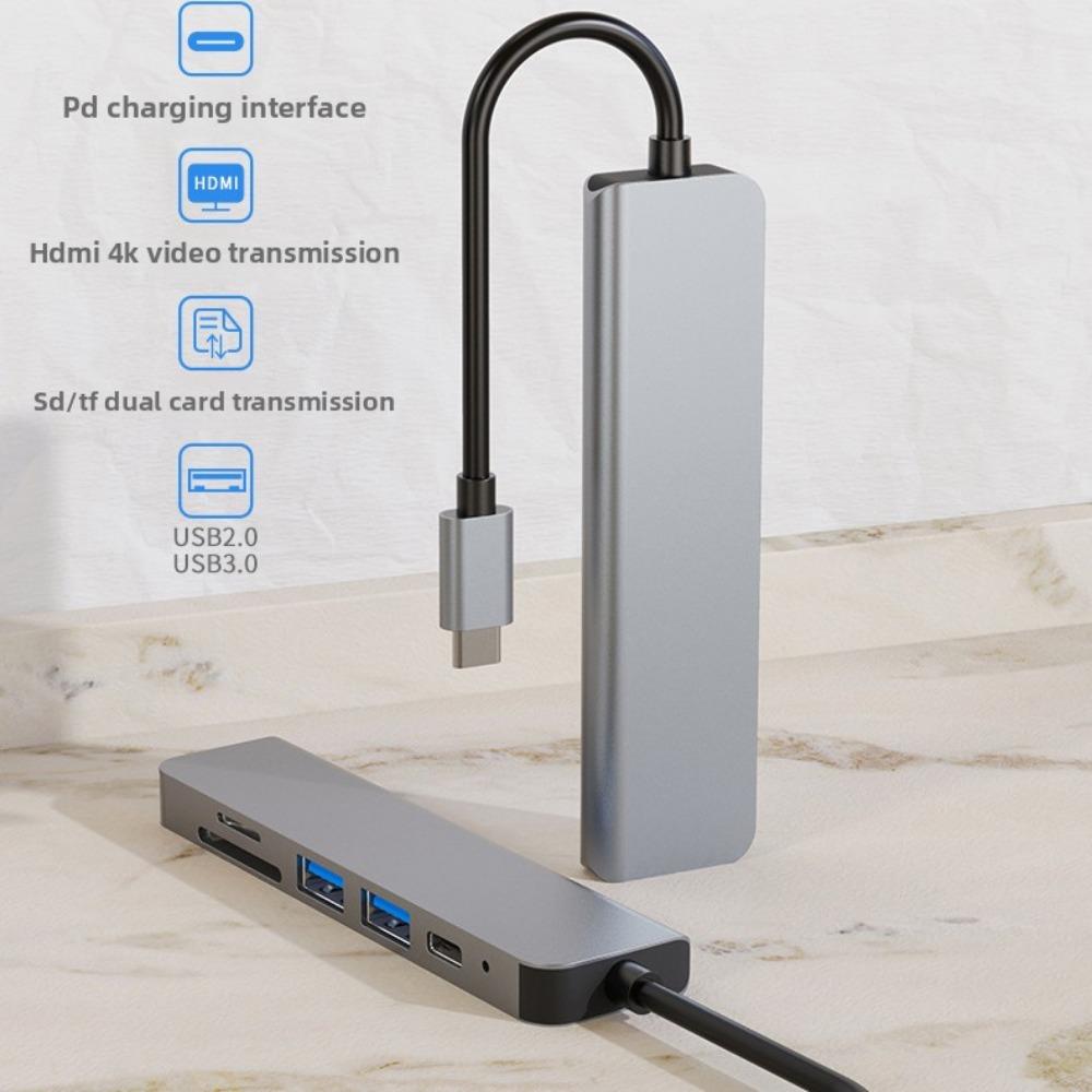 6 In 1 Type C Docking Station for Laptop Tablet Mac 4K HD Screen Extension Dock