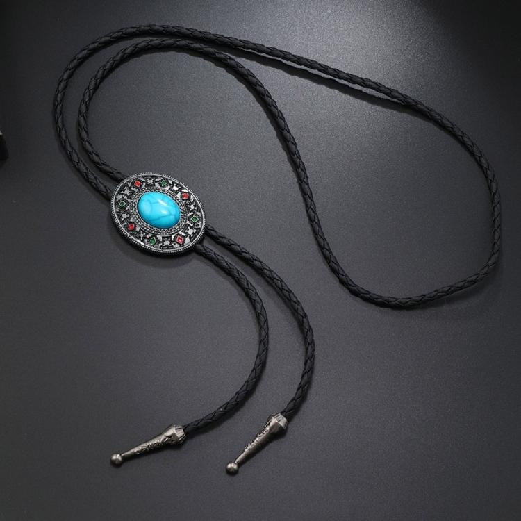 3 st PU Bolotie för Män Graverad Turkos Bolotie Halsband Krage Hänge Western Bolotie för Skjorta Rodeos Halsband