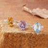 Inele Naturale Mari cu Topaz, Ametist, Citrin pentru Femei, Tăietură Millennium, Argint Sterling S925, Cercei Comoară