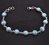 925 Sterling Silver Larimar Bracelet Sky Blue Color Round Cabochon Shape Natural Larimar Link Bracelet Gift for Women (19.77 Cts)