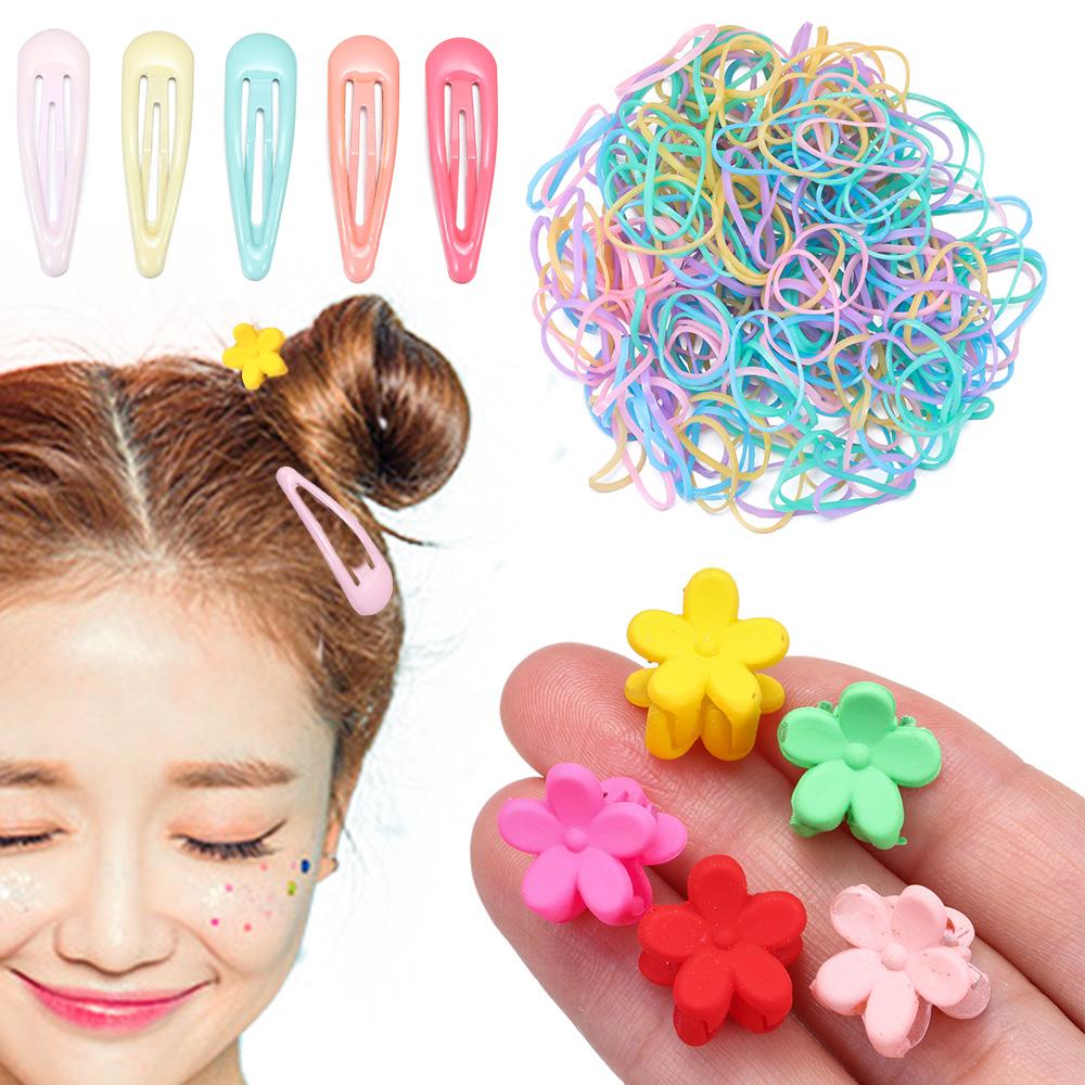 220PCS/Set Candy Color Kids Girls Gifts Hairpin Hair Clip Hair Rope Accessories