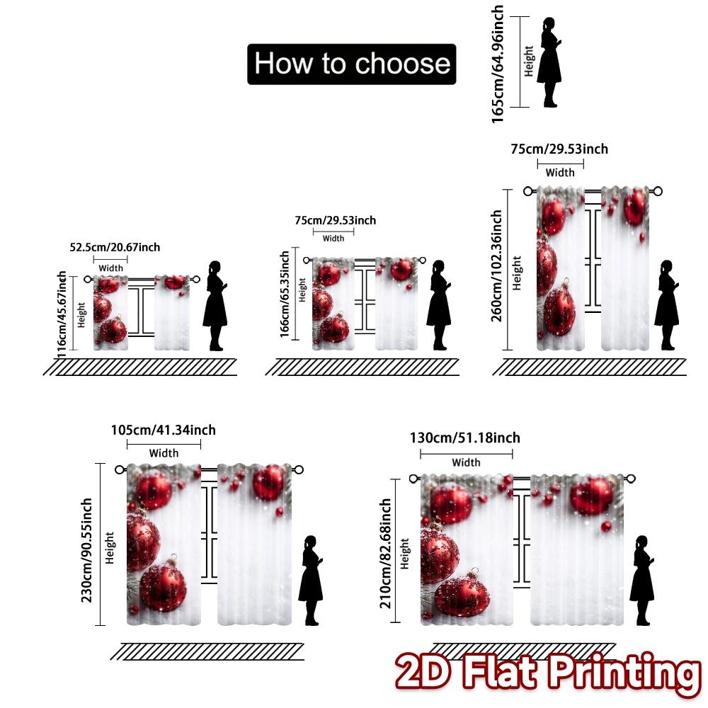 2D Flat Printing JIT 2pcs Curtains (Without Rod) Festive Windowframe Light Filtering Chic Curtains Versatile Polyester Curtains