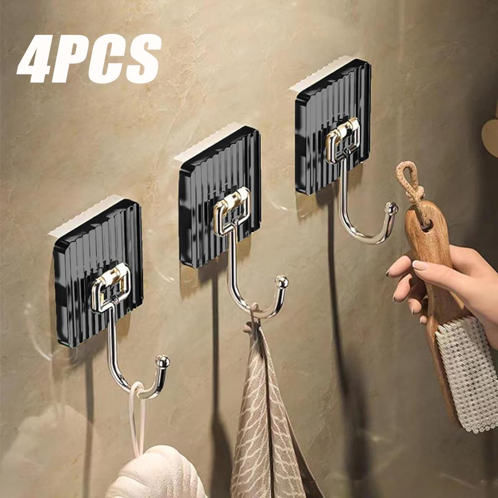 1-4pcs Luxury Punch-Free Wall Hooks Strong Sticky Coat Hanger Rack for Clothes Towel Bag Key Kitchen Door Organizer Easy Install