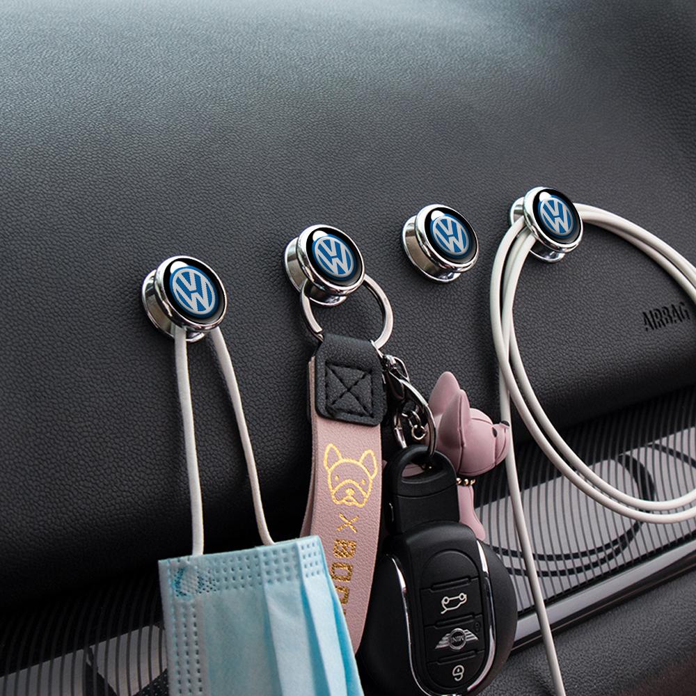 xyz1 1pc/2pcs Self Adhesive Car small Hook Multifunctional metal Hooks Stickers For VW golf 4 5 7 8 touran vt4 passat Car Accessories