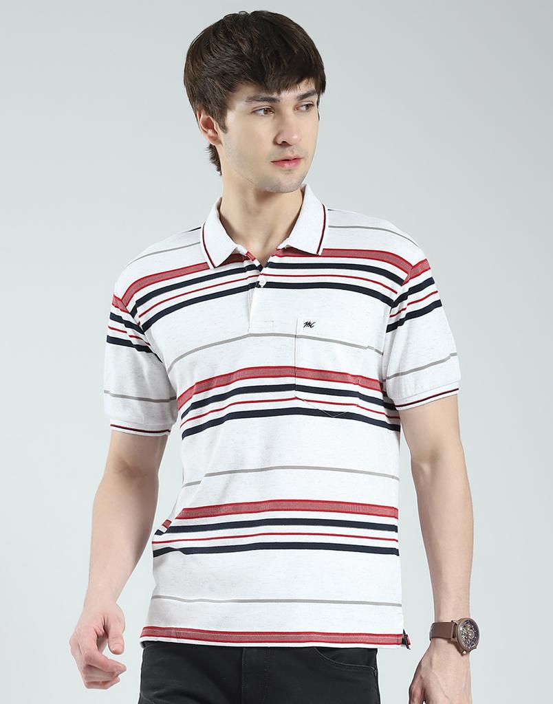 MONTE CARLO Men's Regular Fit Striped Half Sleeve Polo T-Shirt