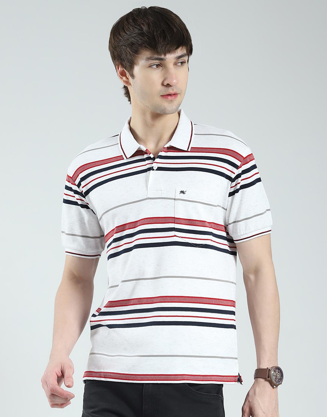 

MONTE CARLO Мужская поло-футболка с полосками, с полурукавом, стандартного кроя XXL белый