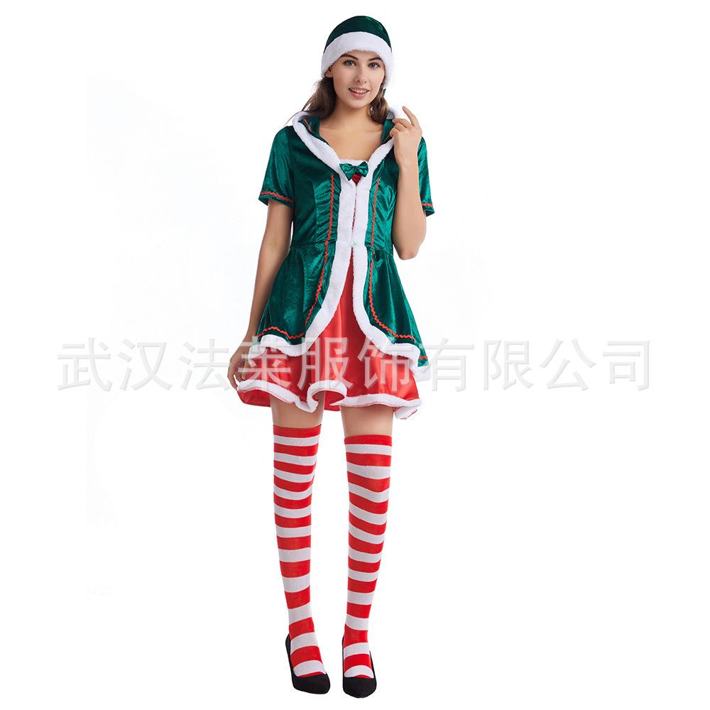 Kostium Świąteczny Zielony Kostium Elfa Świątecznego Garnitur Impreza Impreza Cosplay