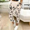 Summer Ladies Solid Color Casual Printed Sweatpants Loose Fit Drawstring Joggers Elastic Cuff Daily Casual Pants