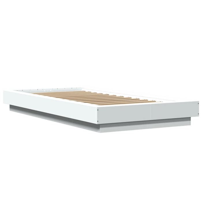 VidaXL Cadre de lit avec lumières LED blanc 90x190cm bois d’ingénierie, meuble de chambre à coucher, sommier, lit de 3281147