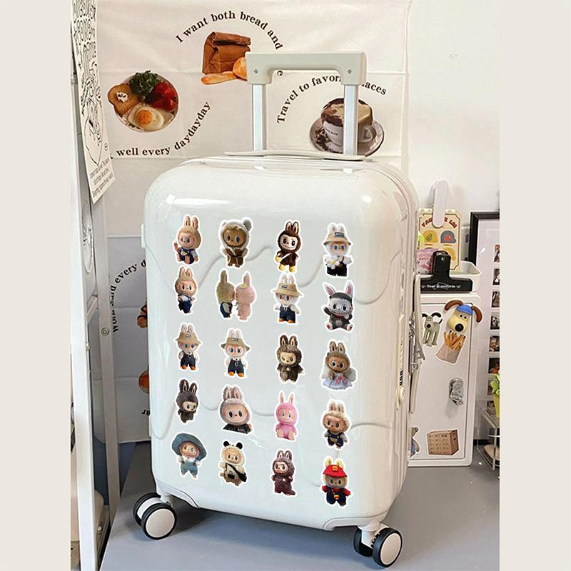 62Pcs Labubu Monster Cartoon Waterproof Stickers Cute Water Bottle Laptop Skateboard Decoration Stickers Creative Dolls Stickers