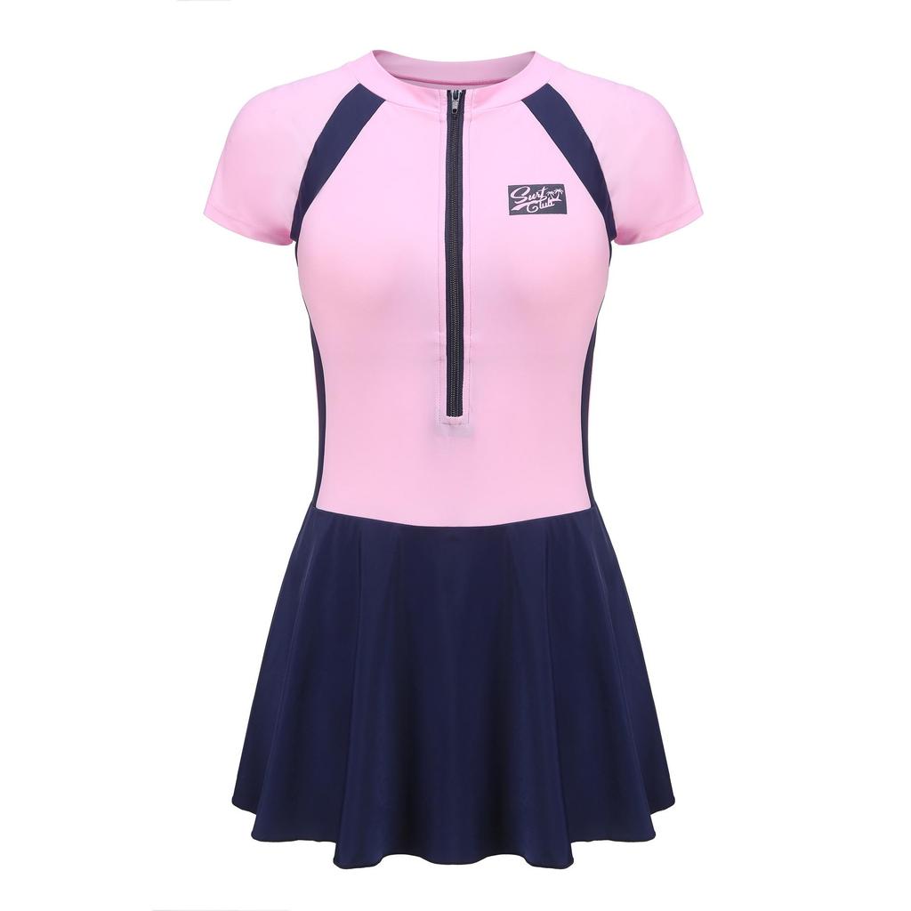 Korean-Style Women's One-Piece Sports Swimsuit: Conservative, Plus Size, Hot Spring Ready