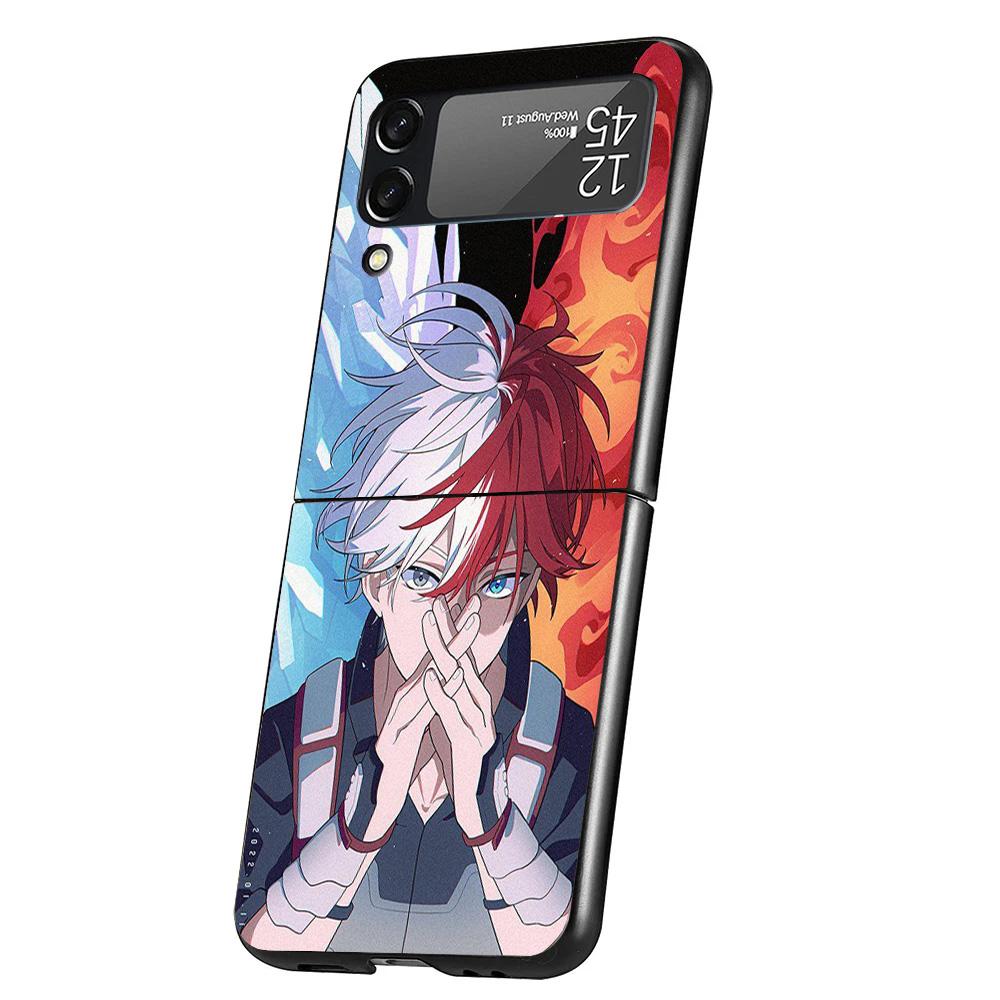My Hero Todoroki Shoto Case Phone Cover for Samsung Galaxy Z Flip 6 5 4 3 5G ZFlip6 ZFlip5 ZFlip4 ZFlip3 Black Hard Trend Fundas