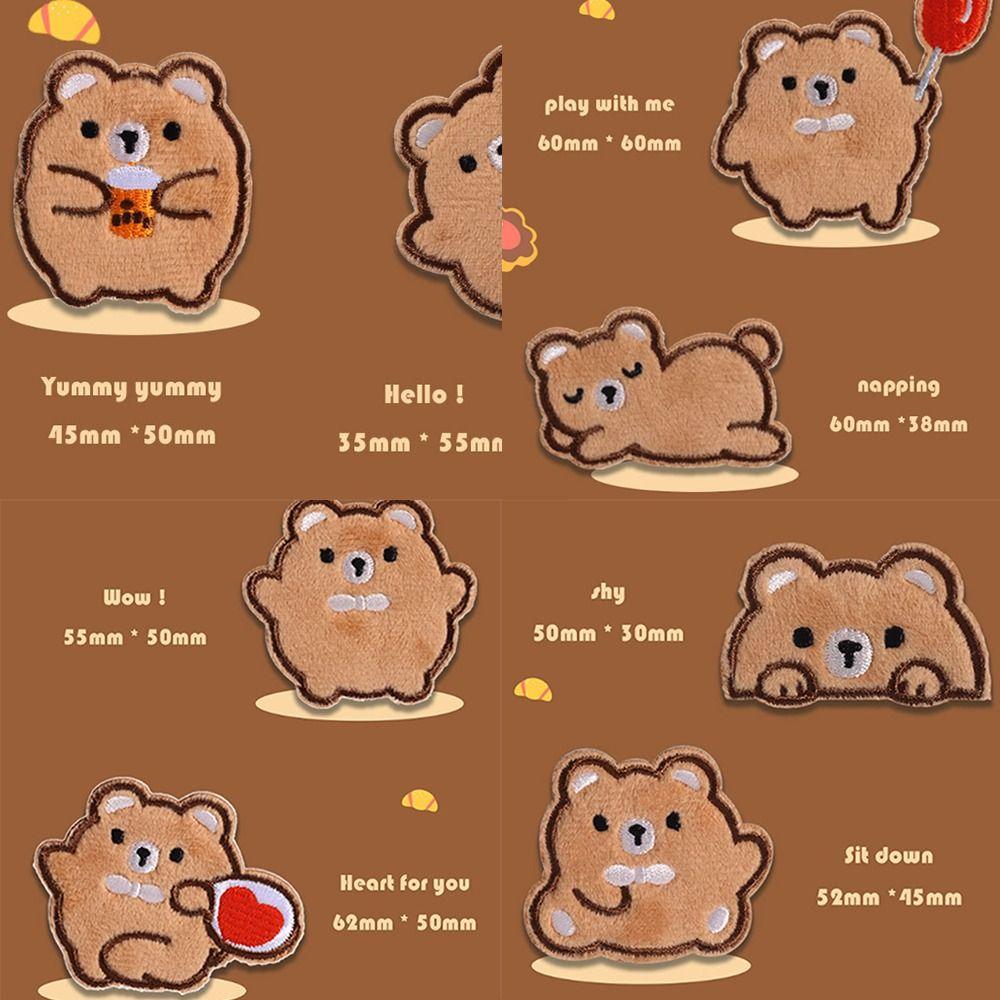 Cartoon Bear Down Jacket Fabric Patch Self Adhesive Badge Sticker Clothing Accessories