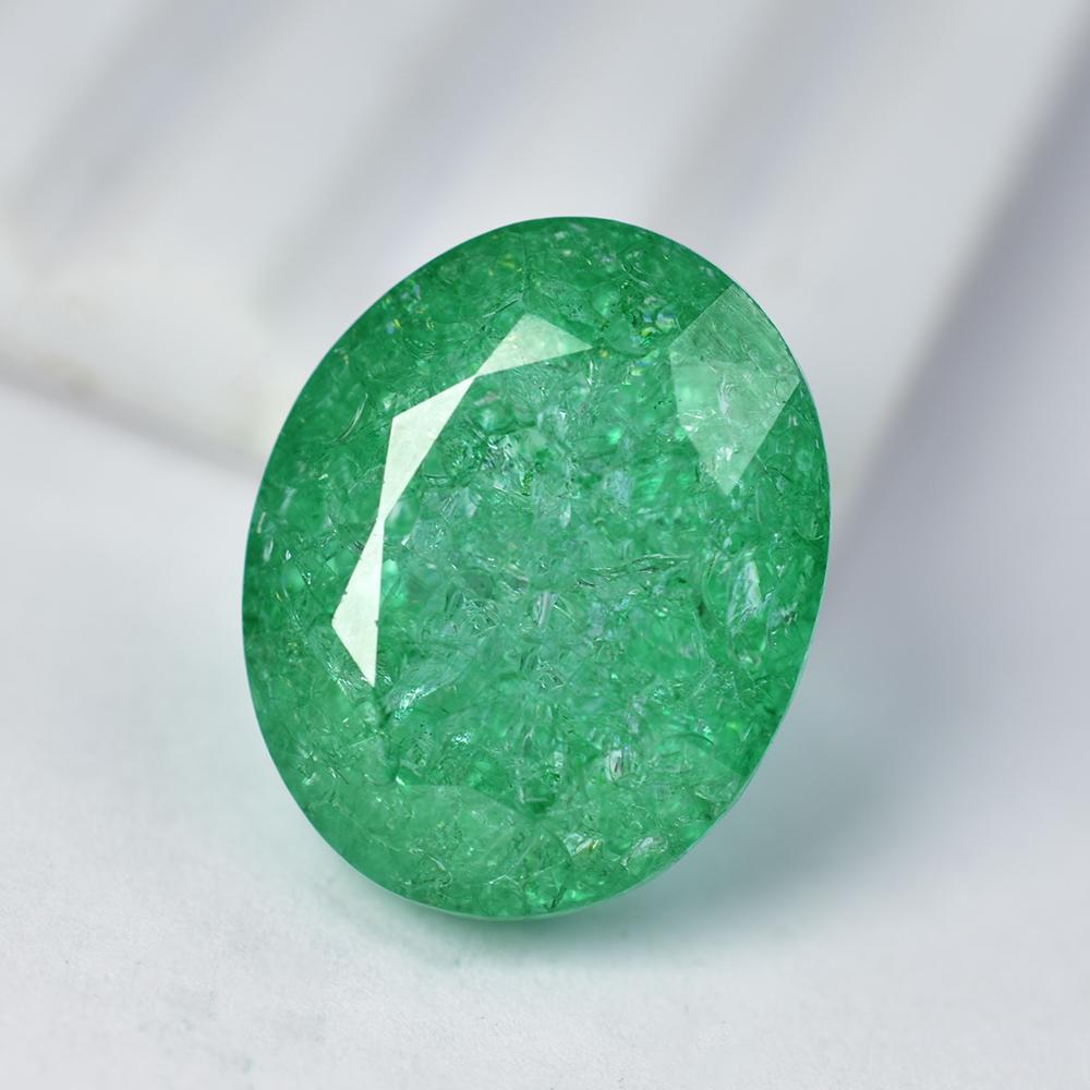 Colombian Green Emerald Oval Cut 33.05 Ct Natural Certified Gemstone