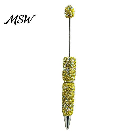 Beaded Ballpoint Pen Diamond Beadable Pens, Bling Rhinestone DIY Bead Pen, Crystal Shaft Retractable Twist Black Ink Pens for Decorations Office