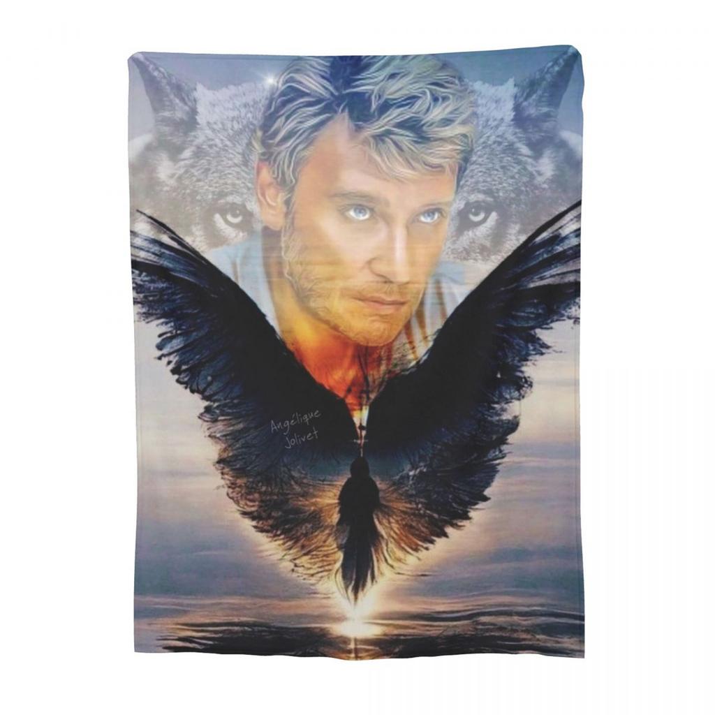 Rock Star Johnny Hallyday Rock'n Roll Blankets Sofa Throw Blanket Throw Blankets for Bedroom Outdoor Throws Bedspread Quilt