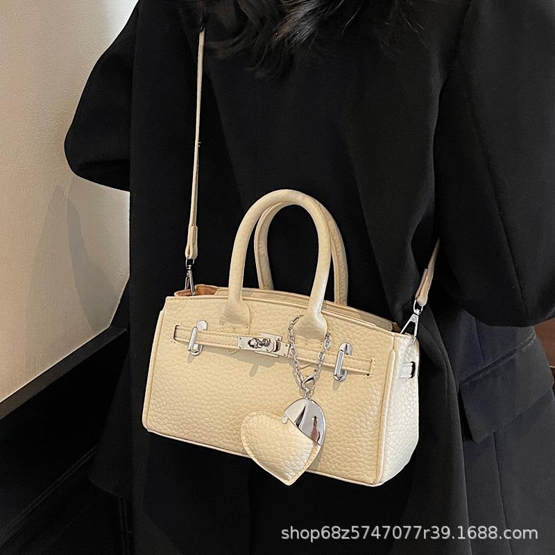 High-end Hand-held Small Bag Women's 2025 New Fashion Pebbled Kelly Bag Women's Commuter Shoulder Crossbody Bag
