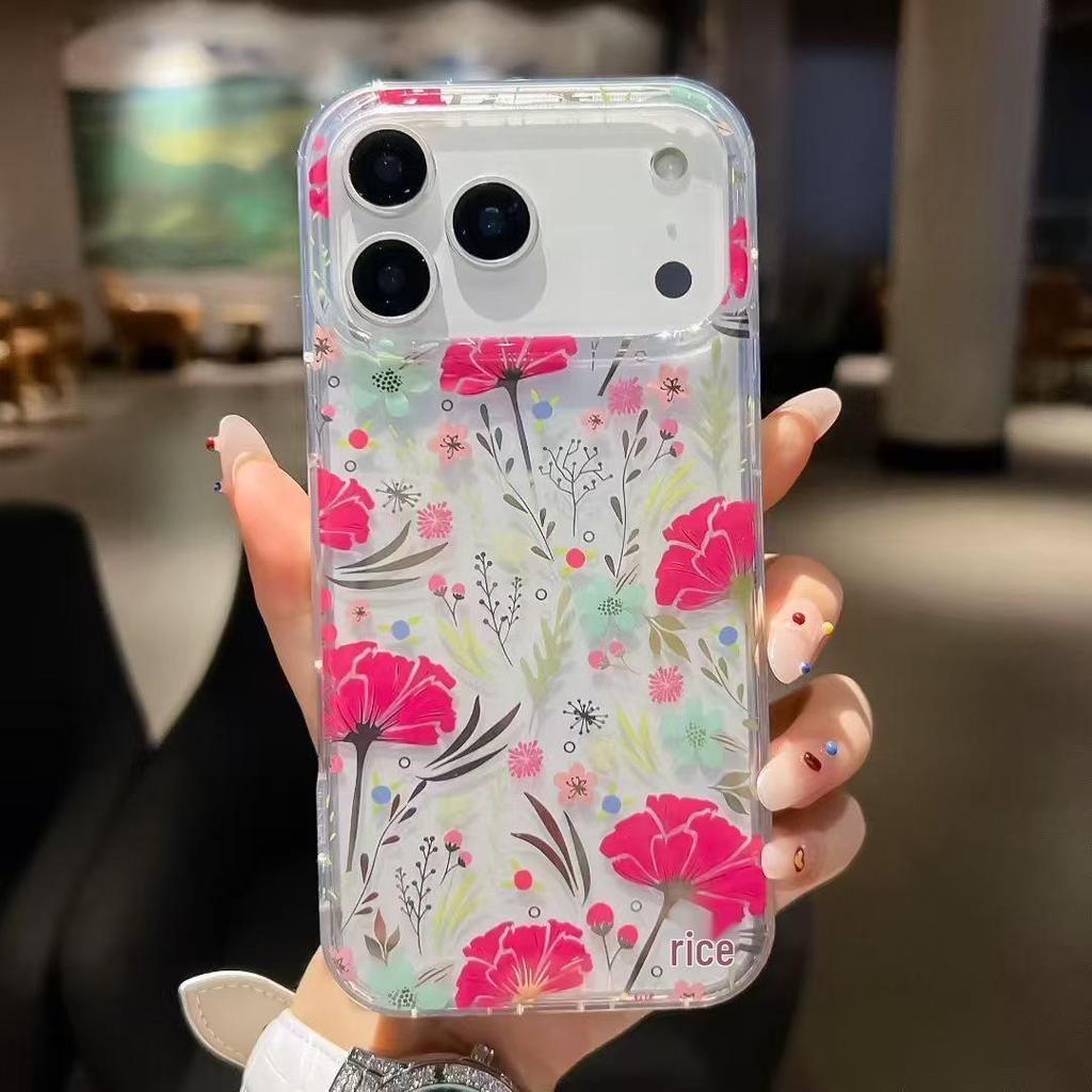 Anti-Fall Transparent Flower Case for iPhone 17 Pro