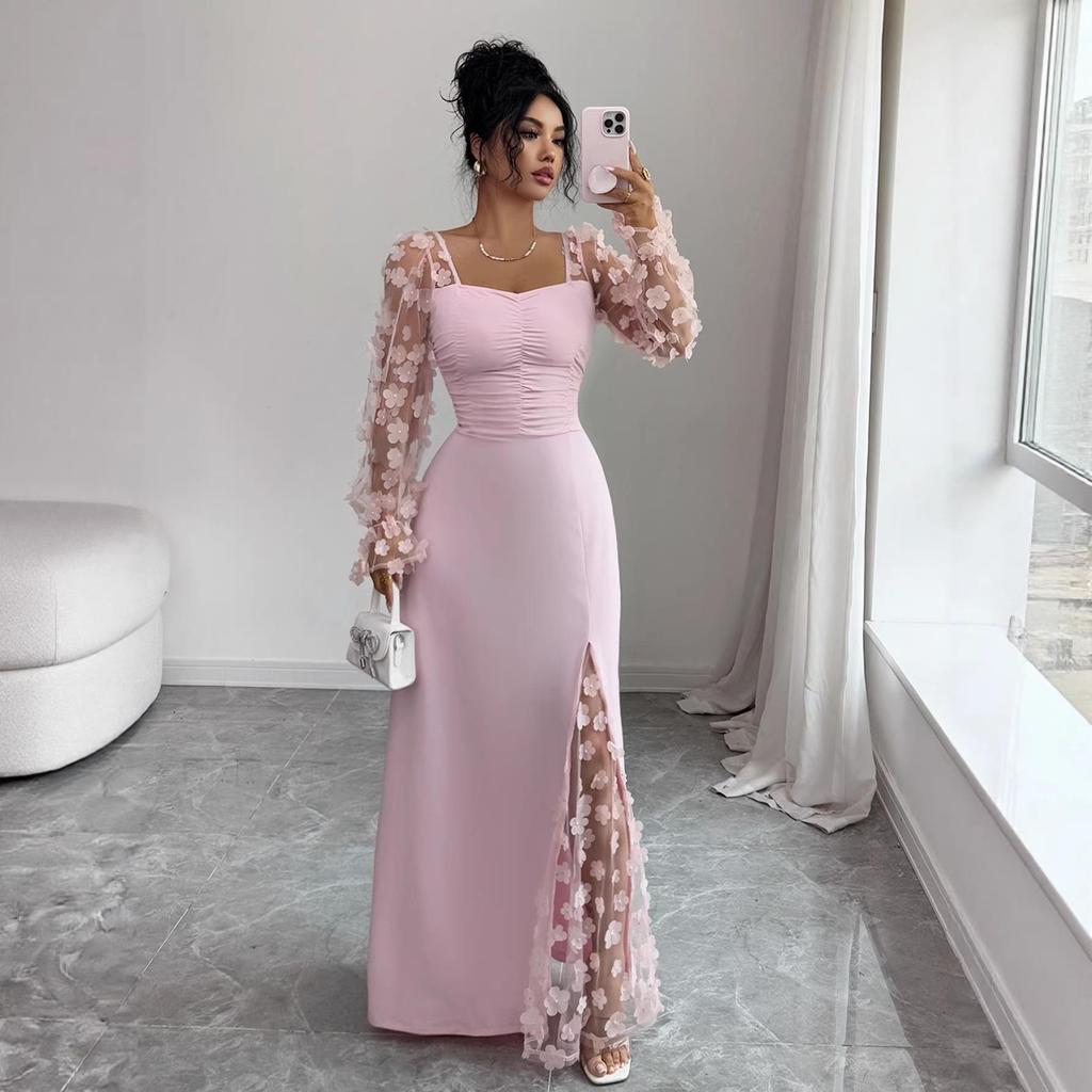 Elegant European Long Sleeve High-End Long Skirt for Women - 2025 Autumn/Winter