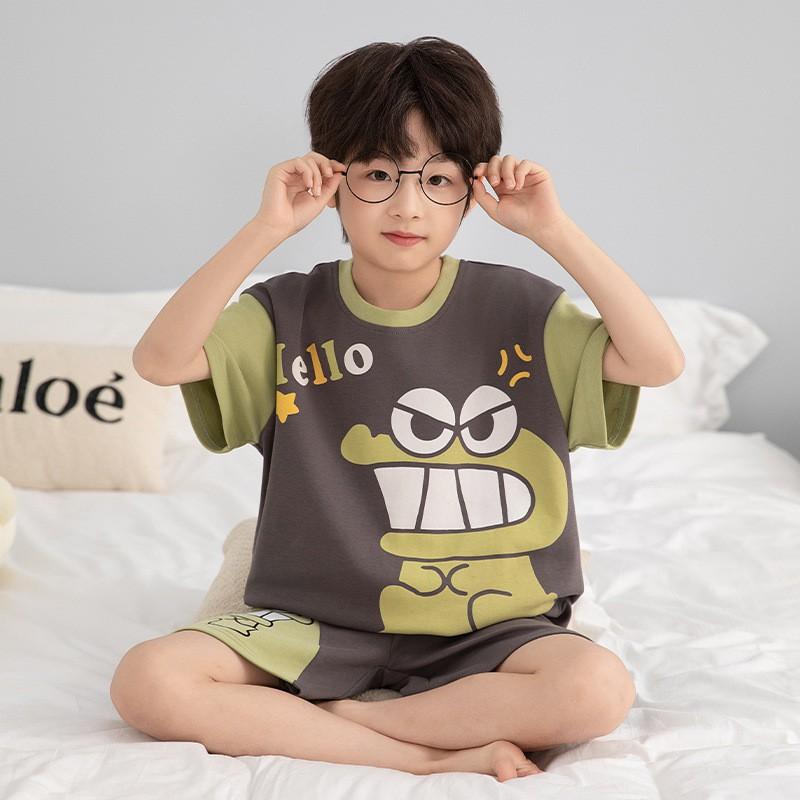 Boys Cotton Short Sleeve Pajama Set Lightweight Cartoon Sleepwear Kids 8 Years