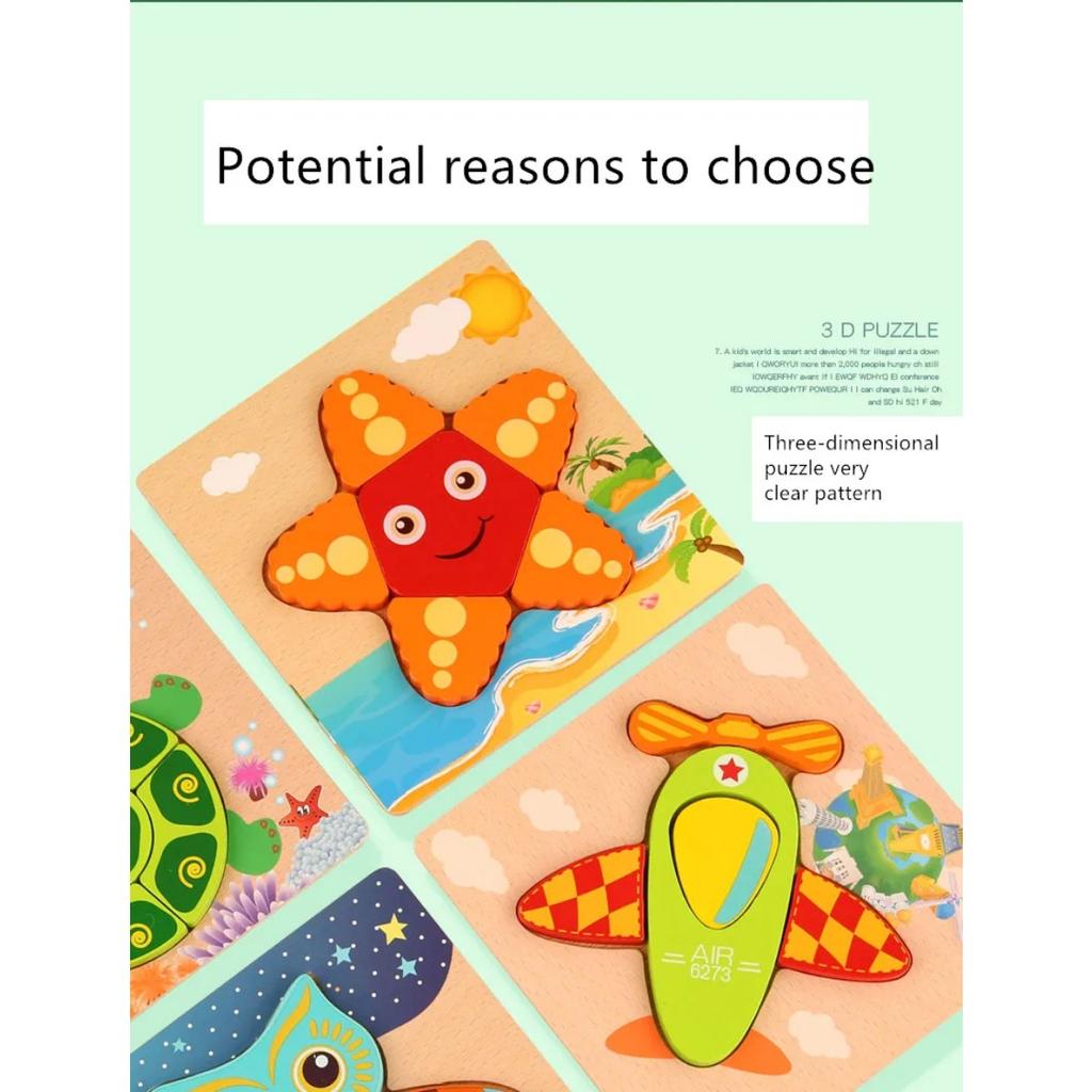 High Quality 3D Wooden Puzzles Educational Cartoon Animals Early Learning Cognition Intelligence Puzzle Game For Children Toys