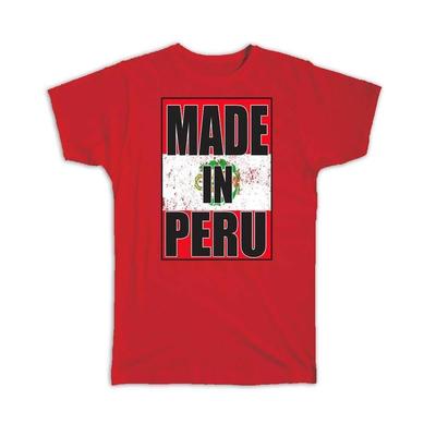 Gift T-Shirt : Made In Peru Flag Retro Artistic Peruvian Expat Country