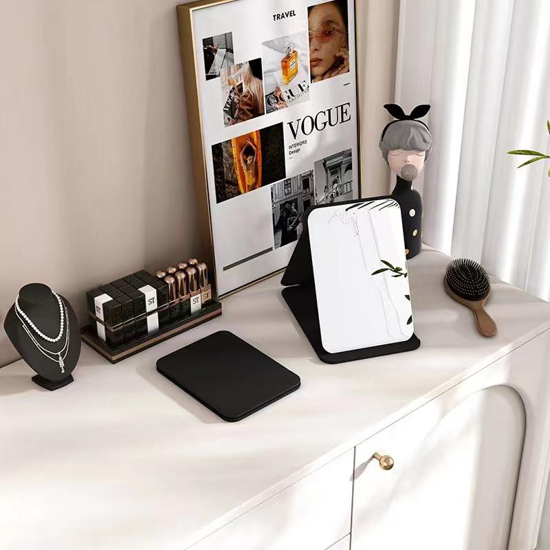 Portable Rechargeable LED Makeup Mirror: Foldable Vanity with Light & Leather Case