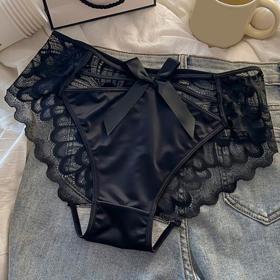 Women's Silky Satin Panties Sexy Invisible Lace Briefs Low Waist Bikini Underwear Seamless Breathable Underpants