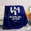 1Pc Al-Hilal Saudi Football Club Print Flannel Blanket High Quality Warm Comfortable Cover for All Seasons Perfect for Gifts Home Decor