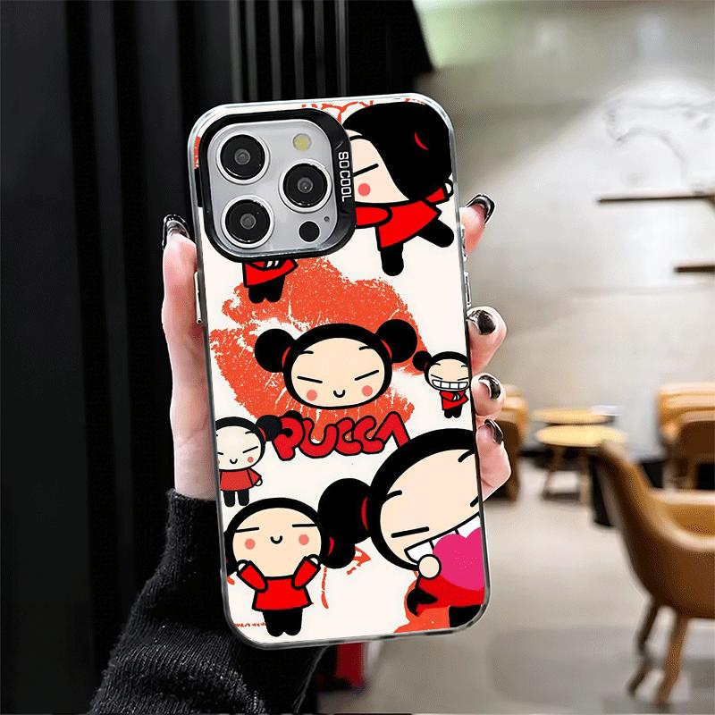 Cartoon Cute Pucca Garu Soft Phone Case for iPhone 15 16 17 Pro Max 17Air 16E 14 Plus 13 12 Mini Shockproof Cover Back Shell