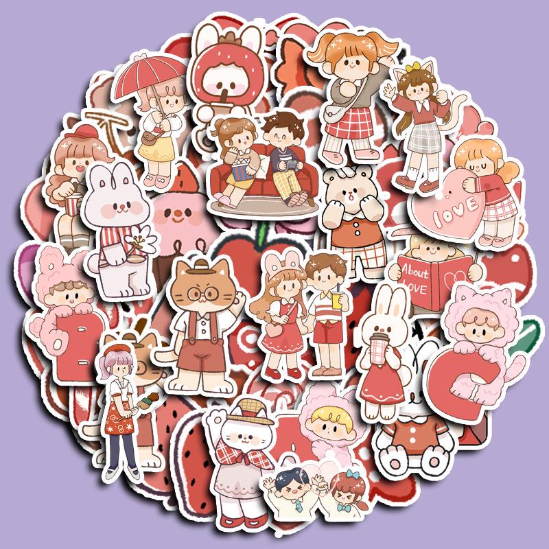 Korean Cute Character Red Yu Guo Guo 70 Sheets Waterproof Stickers for Journal, Suitcase, Phone Case, Computer