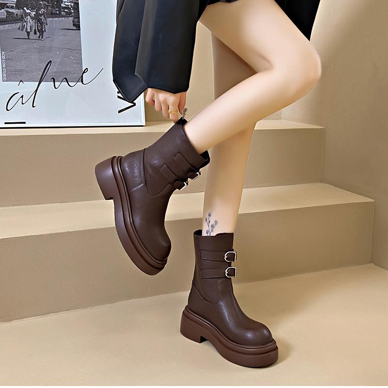 Fashion Winter Platform Heel Women Ankle Boots Fashion Short Plush Shoes Street Style Banquet Party Short Botas Mujer