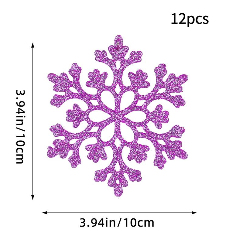 12 Stuks Roze Glitter Plastic Sneeuwvlok Ornamenten 10cm Holle Kerstboom Hangende Decoraties Voor Vakantiefeest Festival Benodigdheden 12PCS