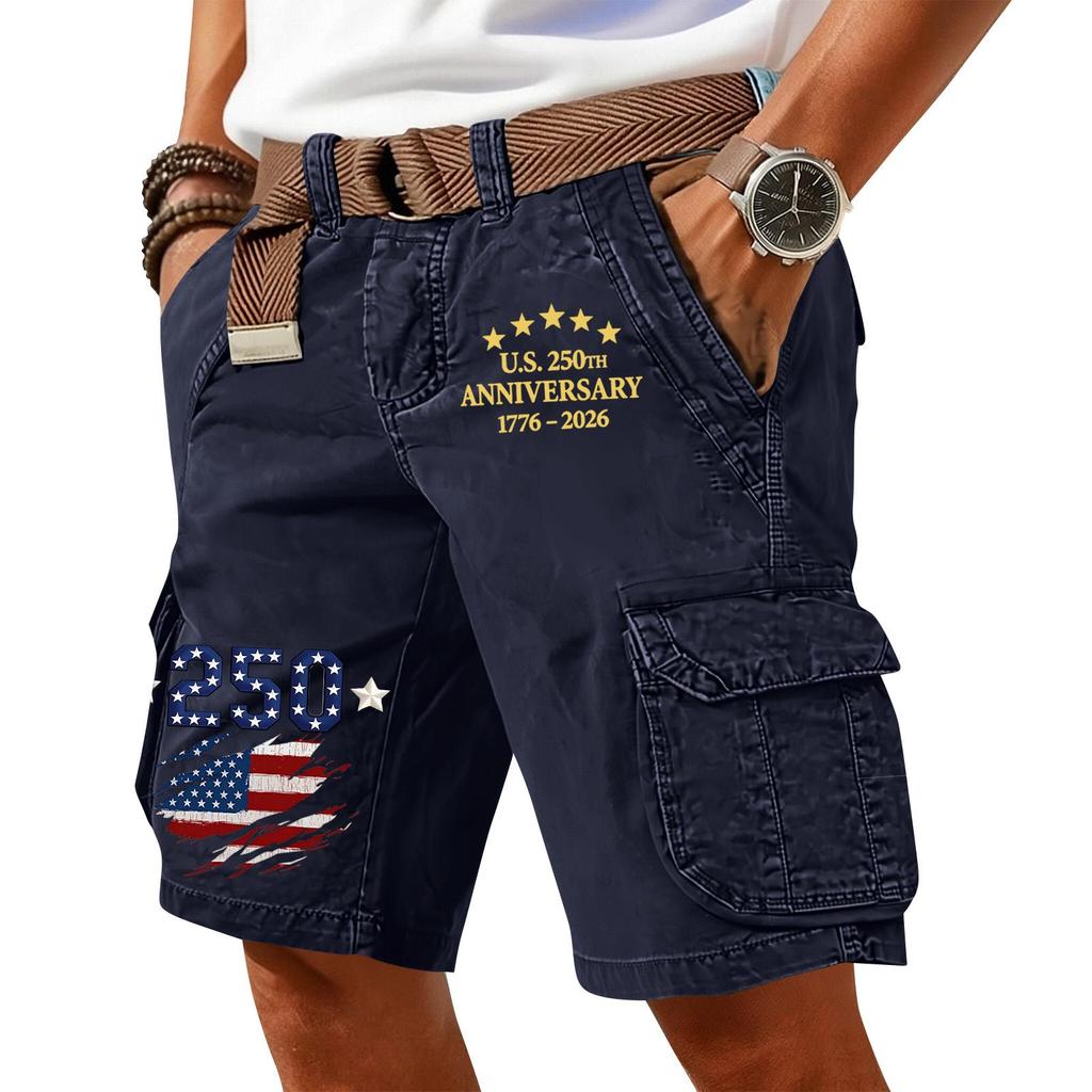 Men's Summer Printed Casual Multi-Pocket Cargo Shorts