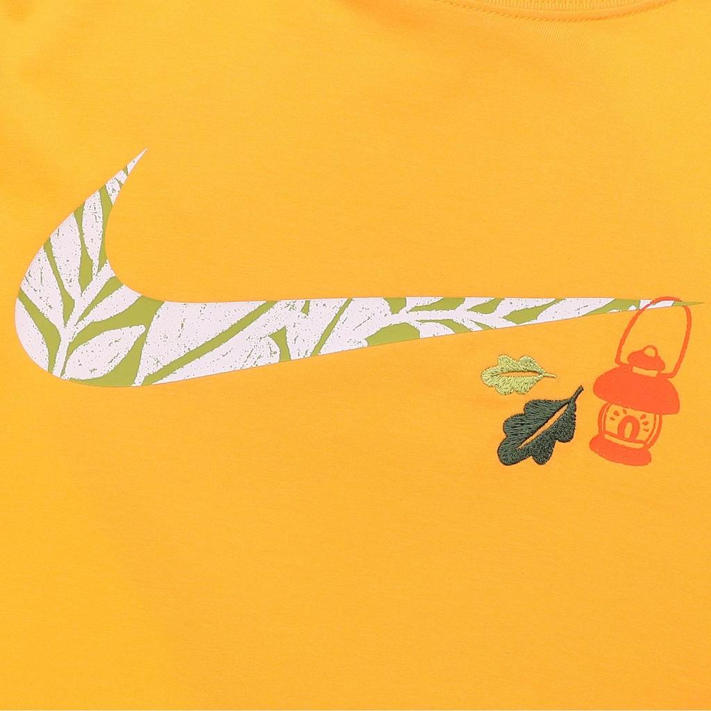 Nike Sportswear Swoosh Cartoon Print Vintage Loose Cotton Casual Crew Neck Short Sleeve Drop Shoulder T-Shirt Women T-Shirt Sundial-Yellow FN3711-717