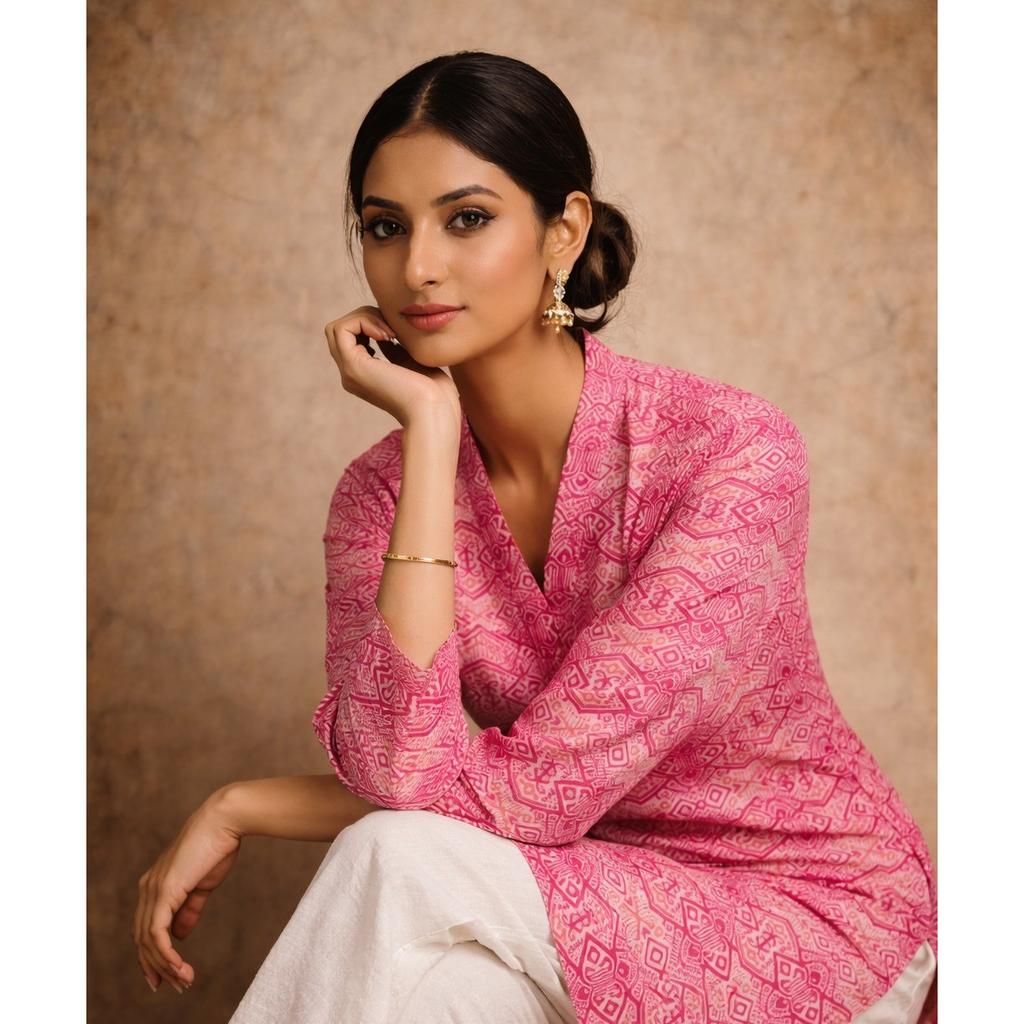 Heavy Maslin Office Wear Top Kurti Set Indian Women Ethnic Short Kurta Set Dress