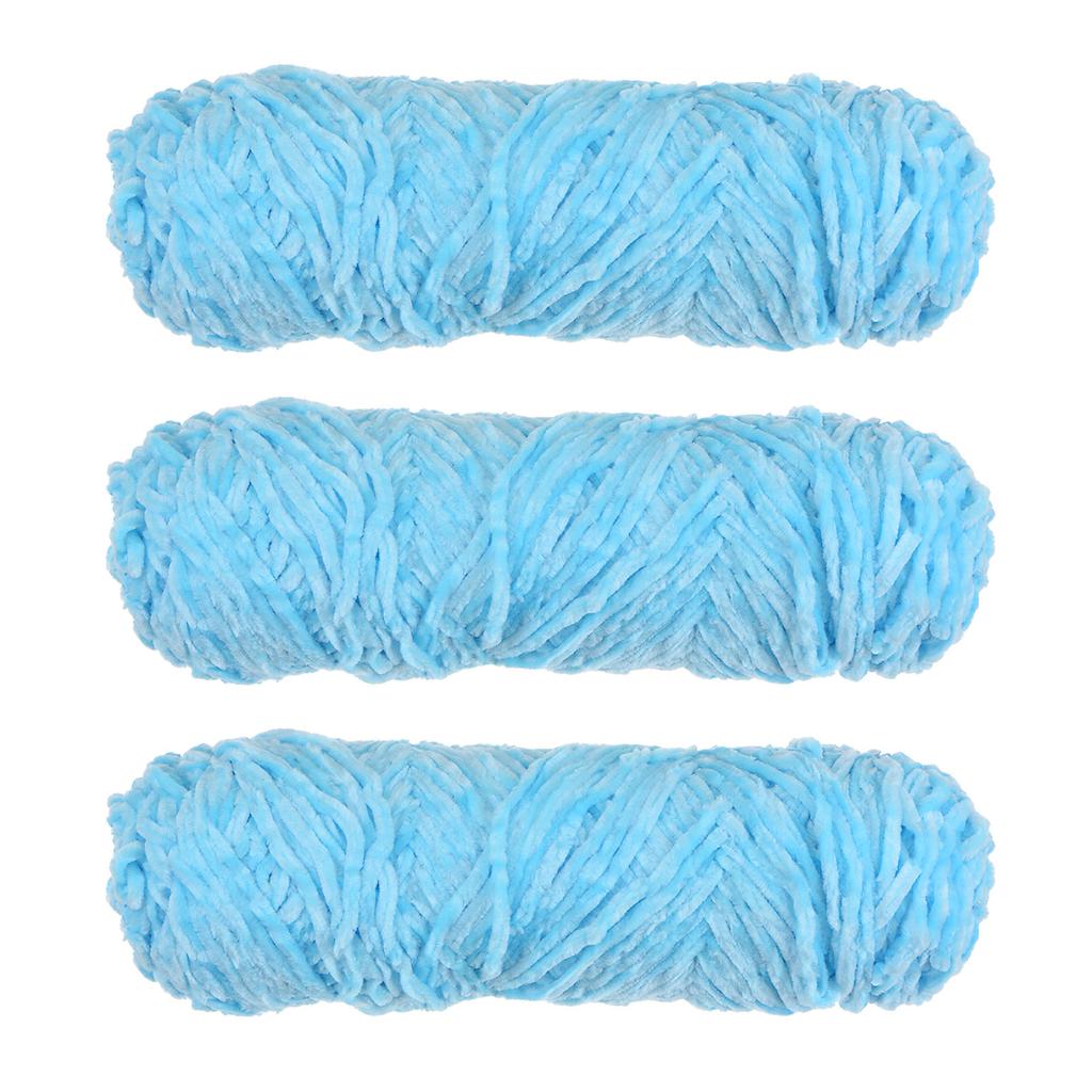 3 Skeins Chenille Yarn Soft Blanket Yarn Polyester Velvet Fancy Fluffy Yarn Knitting for Crochet Weaving Scarf, White