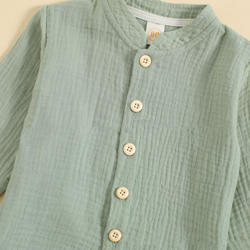 1-12 Years Kids Clothes Set Long Sleeve Button Top and Pants