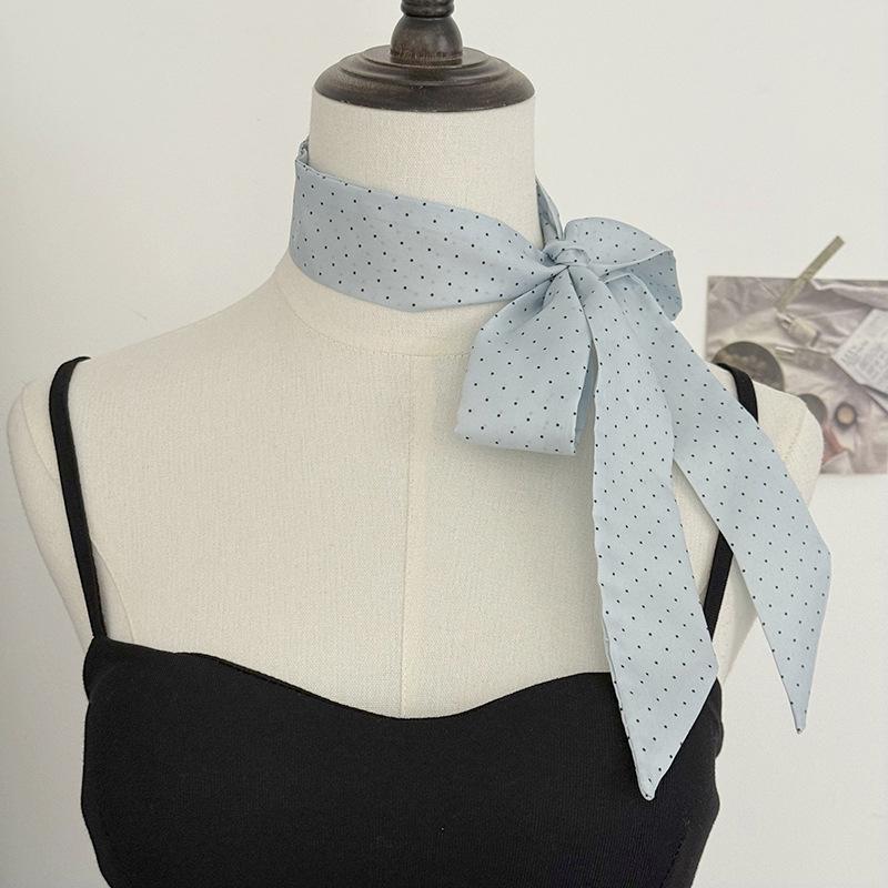 New Luxury Narrow Dot Print Short Silk Scarf for Woman Skinny Scarves Hair Band Lady Bag Tie Handle Ribbon Kerchief Hair Strip