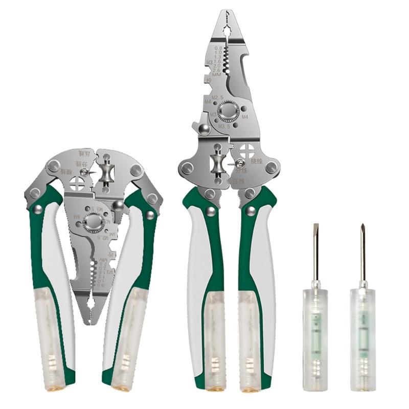 Ergonomic Handle Folding Wire Stripper With Built In Voltage Tester Electrical Tool For Safe Electrical Work