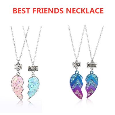 2PCS/Set Unisex BFF Letter Best Friend Couple Chain Jewelry Gifts Kids Jewelry Pendant Necklace