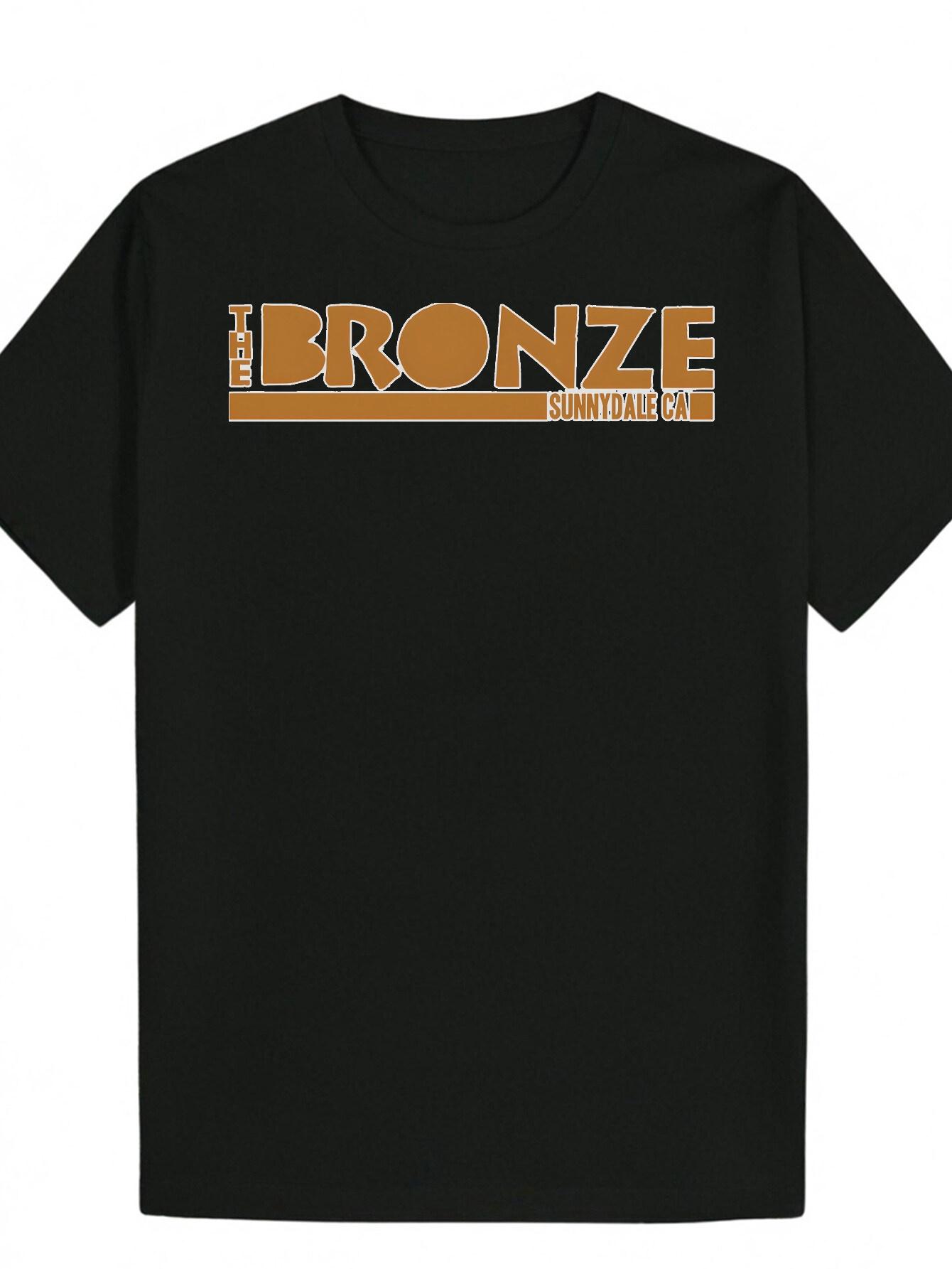 

Short Sleeve T-shirt - Black with Bronze Letter Graphic Print XXXXL