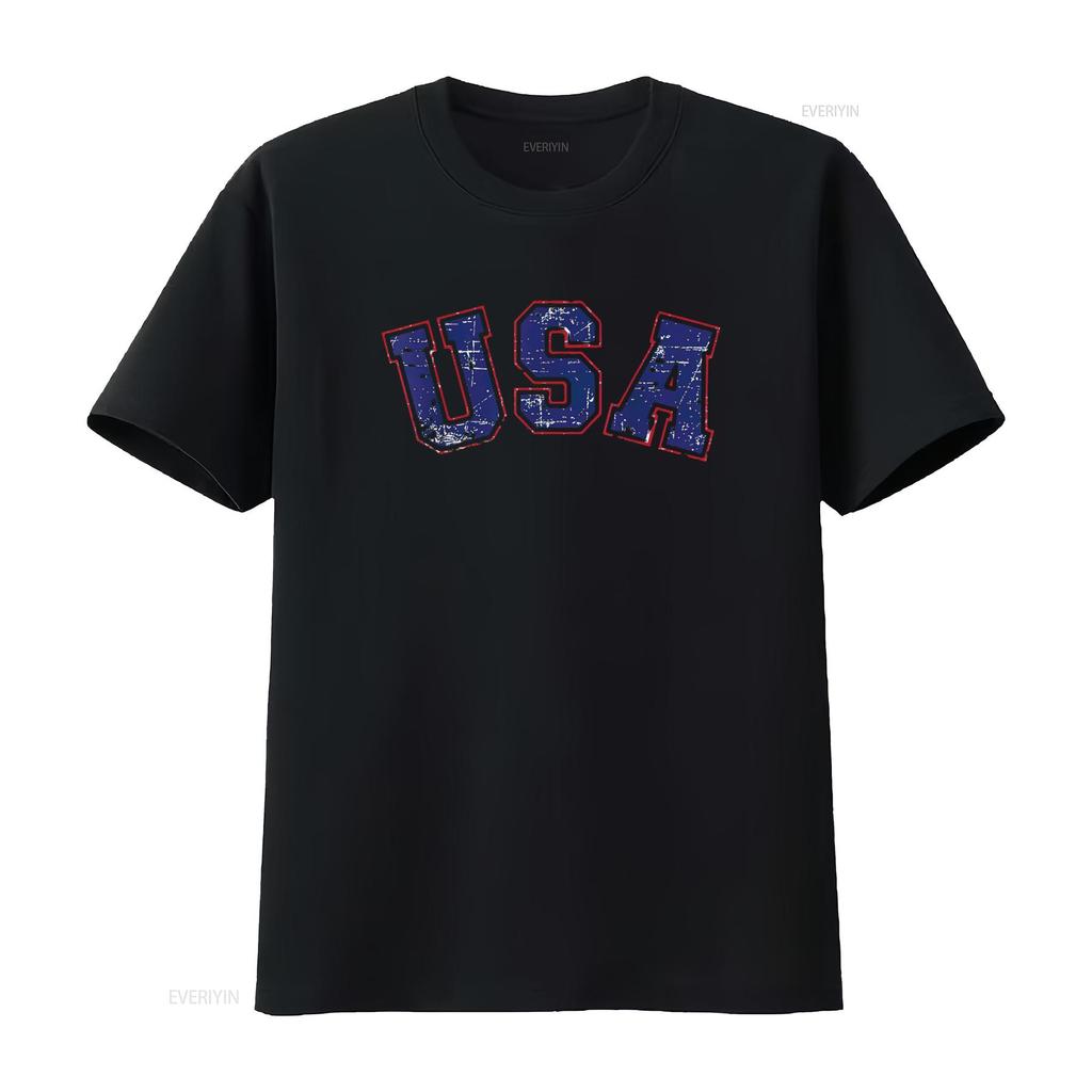 USA Team for Patriotic Independence Day On 4th of July Womens T Shirt Vintage Washed Versatile Fashion Casual Designer Clothes